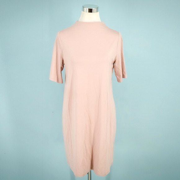 Eileen Fisher Size Small S Pink High Neck Short Sleeve Knee Length System Tencel - Picture 1 of 6